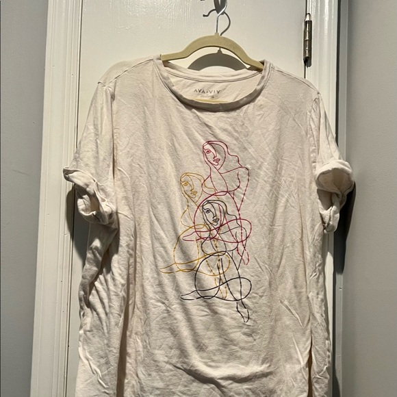 Ava & Viv Printed Tshirt Cream 2X - Picture 1 of 5